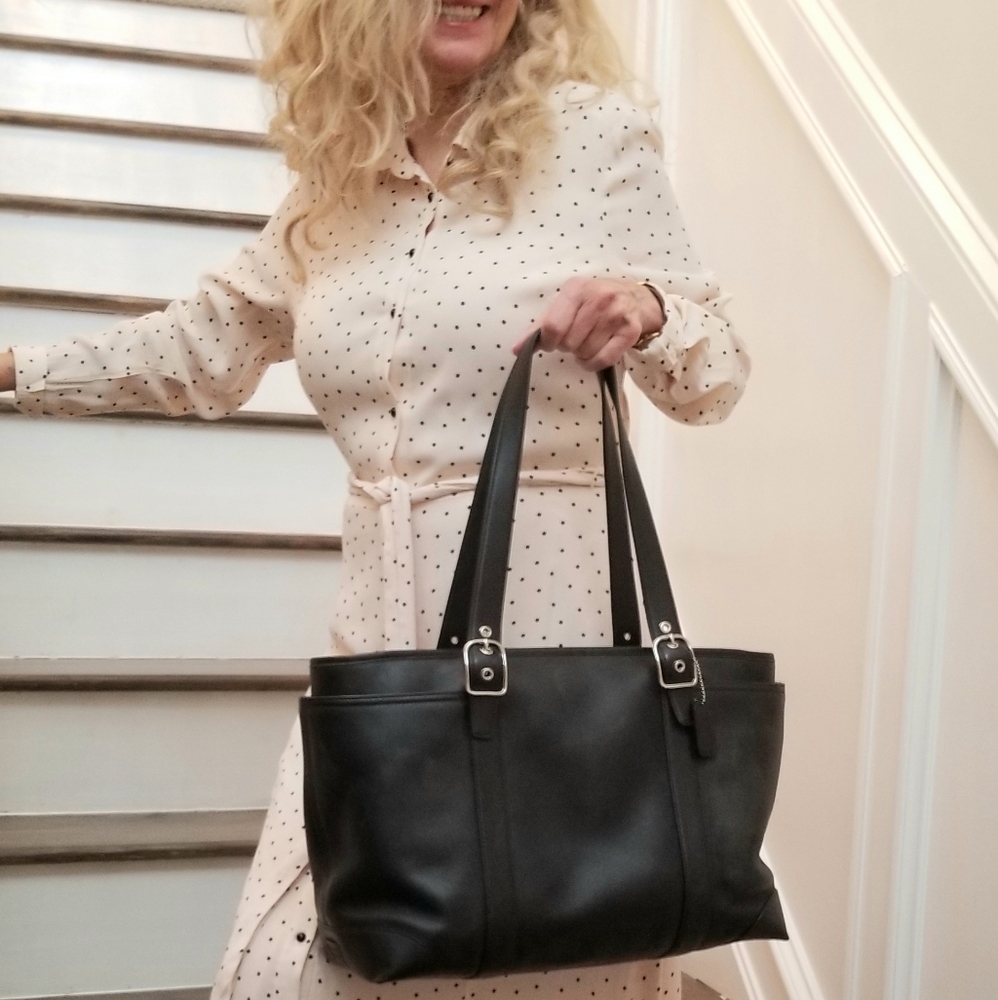 Coach Black Leather Tote Bag